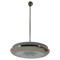 Vintage Bauhaus / Functionalist Nickel Chandelier UFO, 1930s, Restored