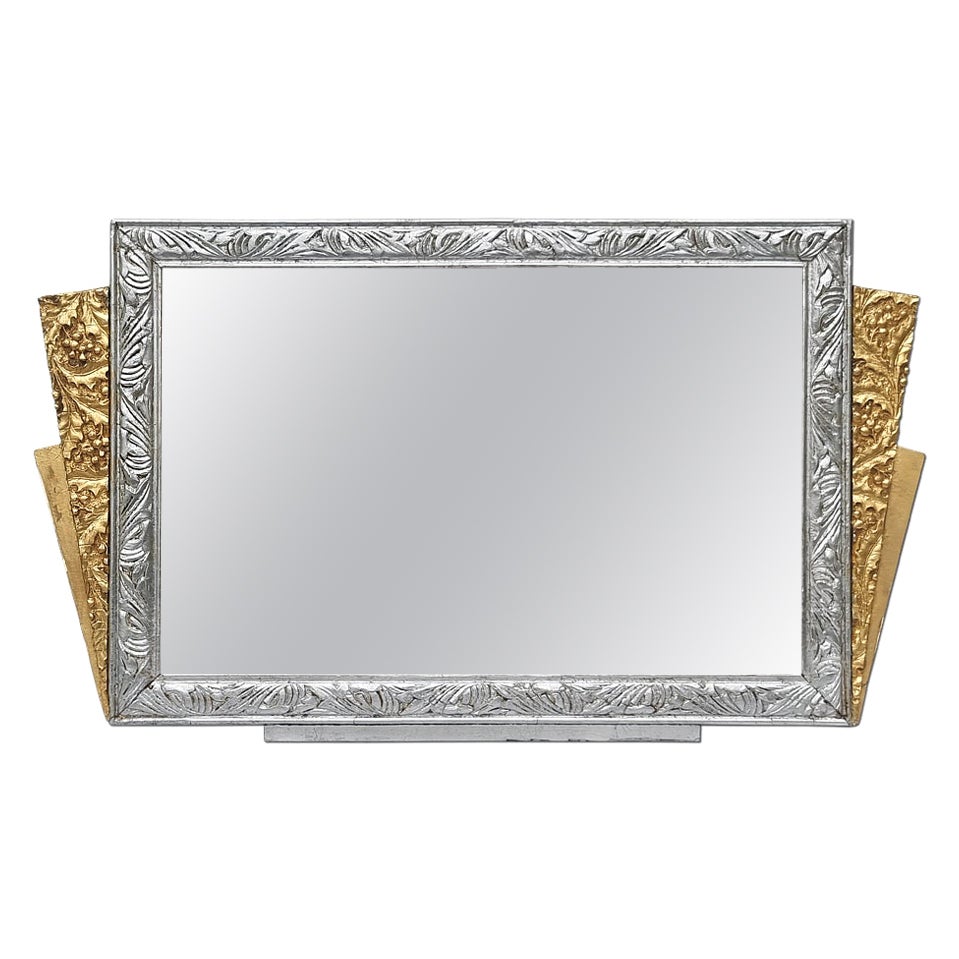 French Art Nouveau Antique Mirror, Gilded & Silvered, circa 1900