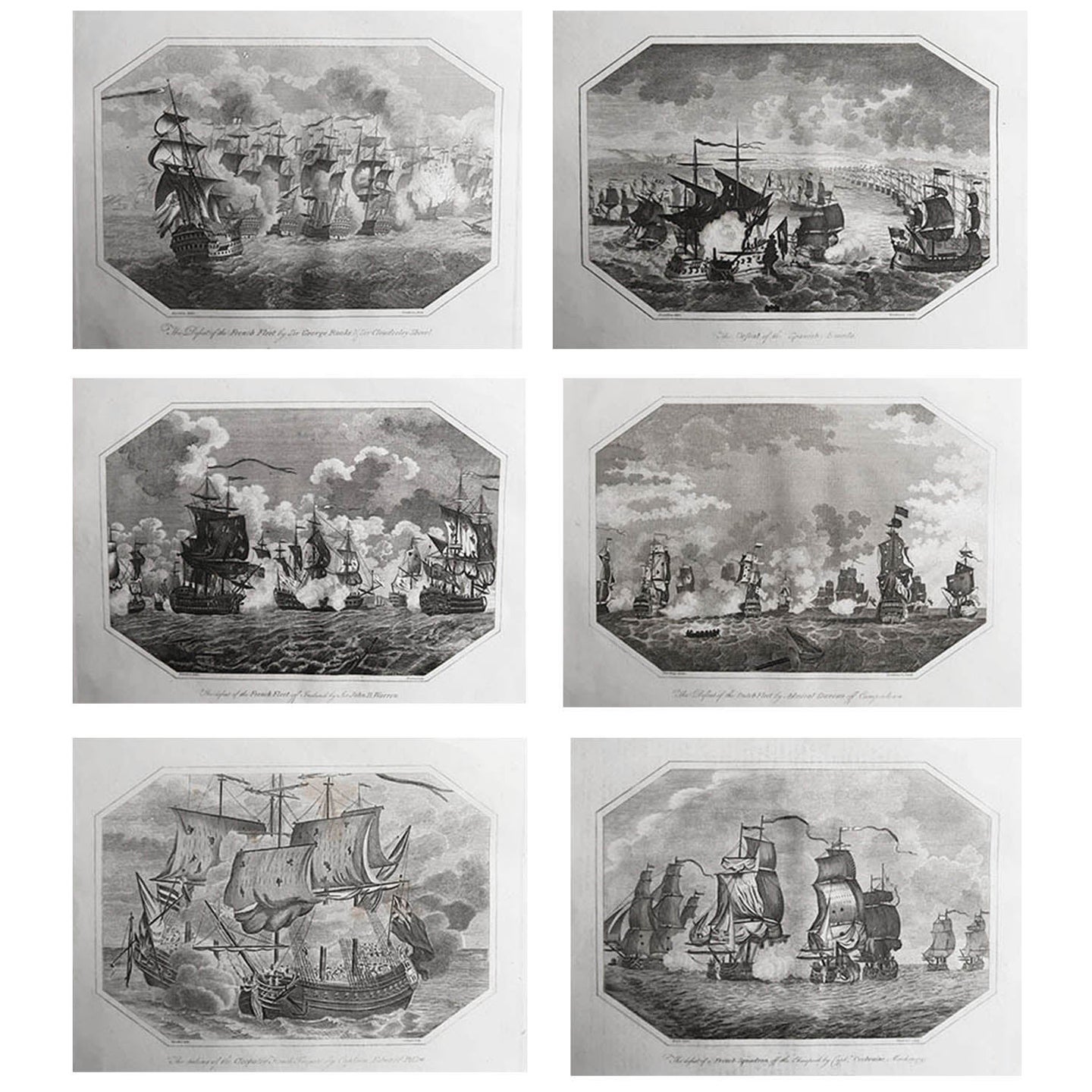 Set of 6 Original Antique Marine Prints-Famous Sea Battles. Dated 1803 For Sale