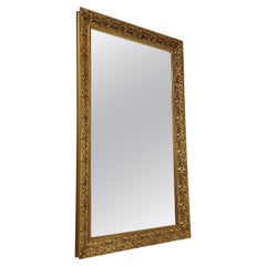 Large Retro Carved Gilt Wall Hanging Mirror 1970s