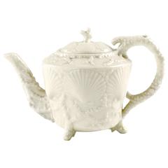 19th Century Belleek Footed Shell Porcelain Teapot, Second Period 2