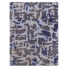 Zeitgenössischer abstrakter blau-lila Flachgewebe-Teppich
