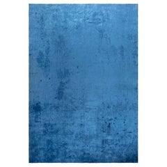Tapis moderne en soie bleue