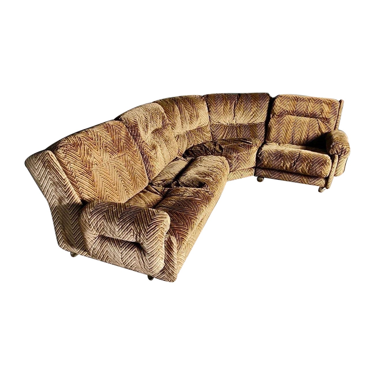 Mid Century G-Plan Melissa Ecksofa Brown Geometrische Chevron-Muster Vintage im Angebot