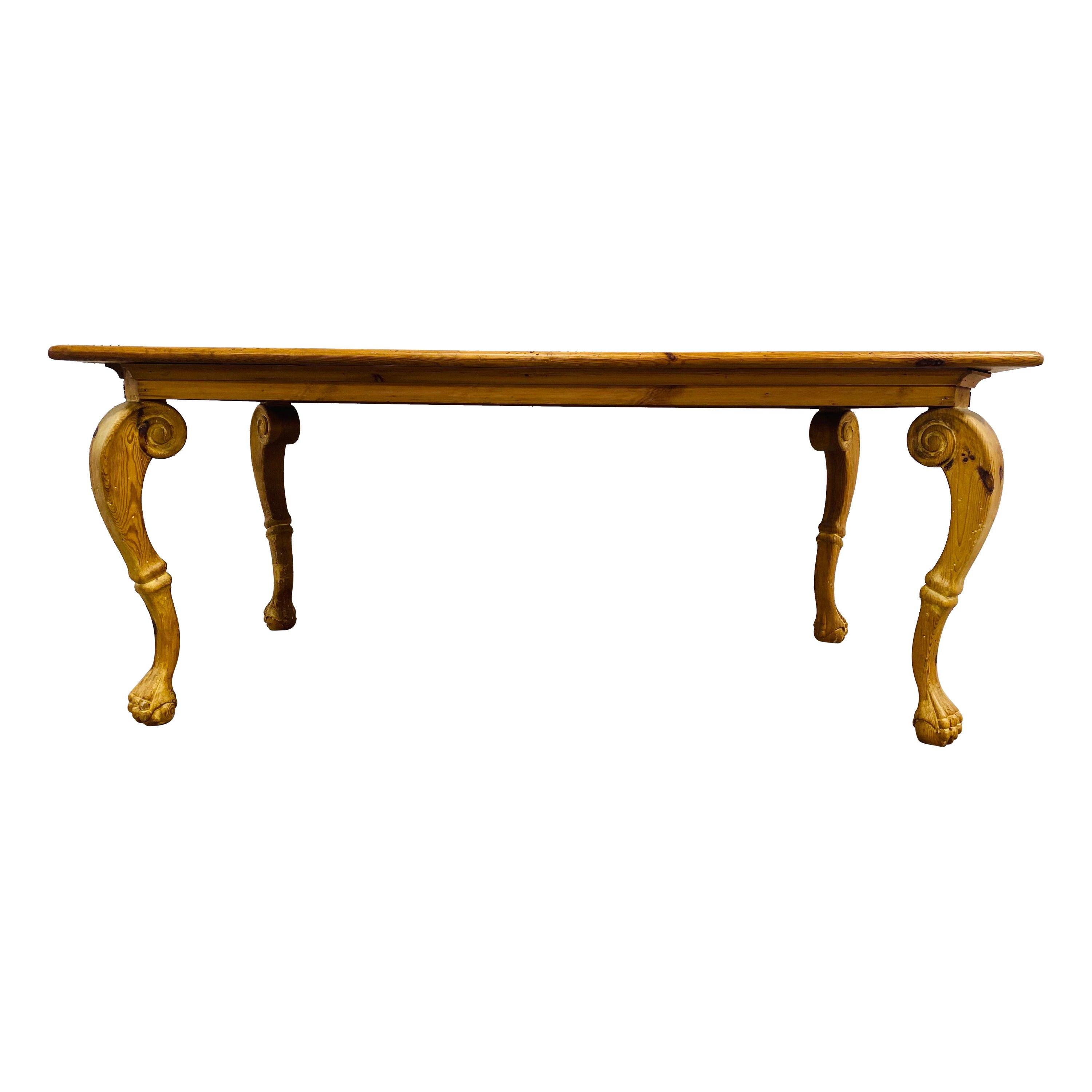 Elegant vintage scrubbed pine dining table/writing table For Sale