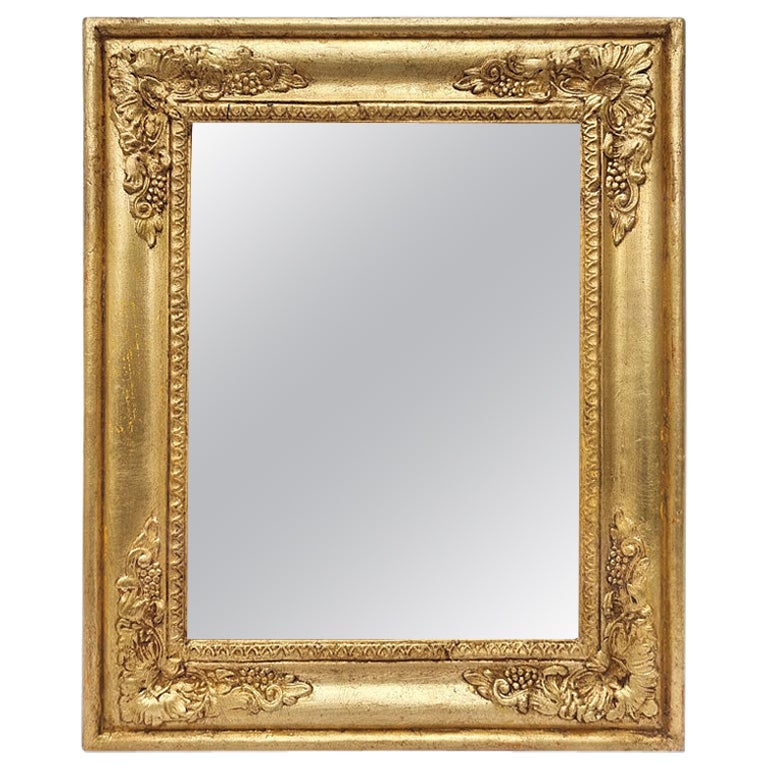 Small Antique Giltwood Mirror, French Restauration Style, circa 1890 For Sale