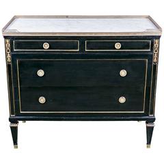 Maison Jansen Louis XVI Style Ebonized Commode with Marble Top