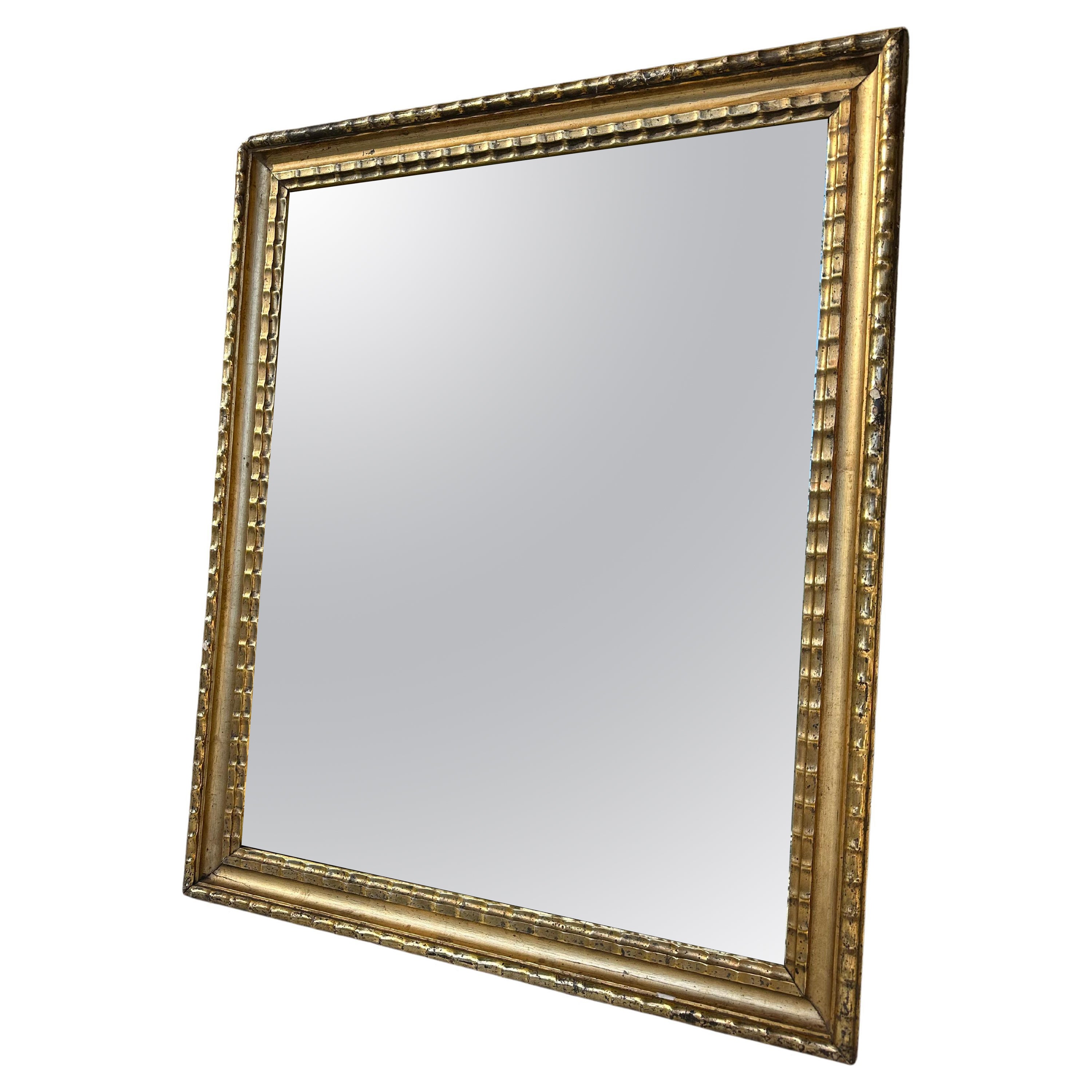 XVIII Century Brunid Silver Leaf Mirror For Sale