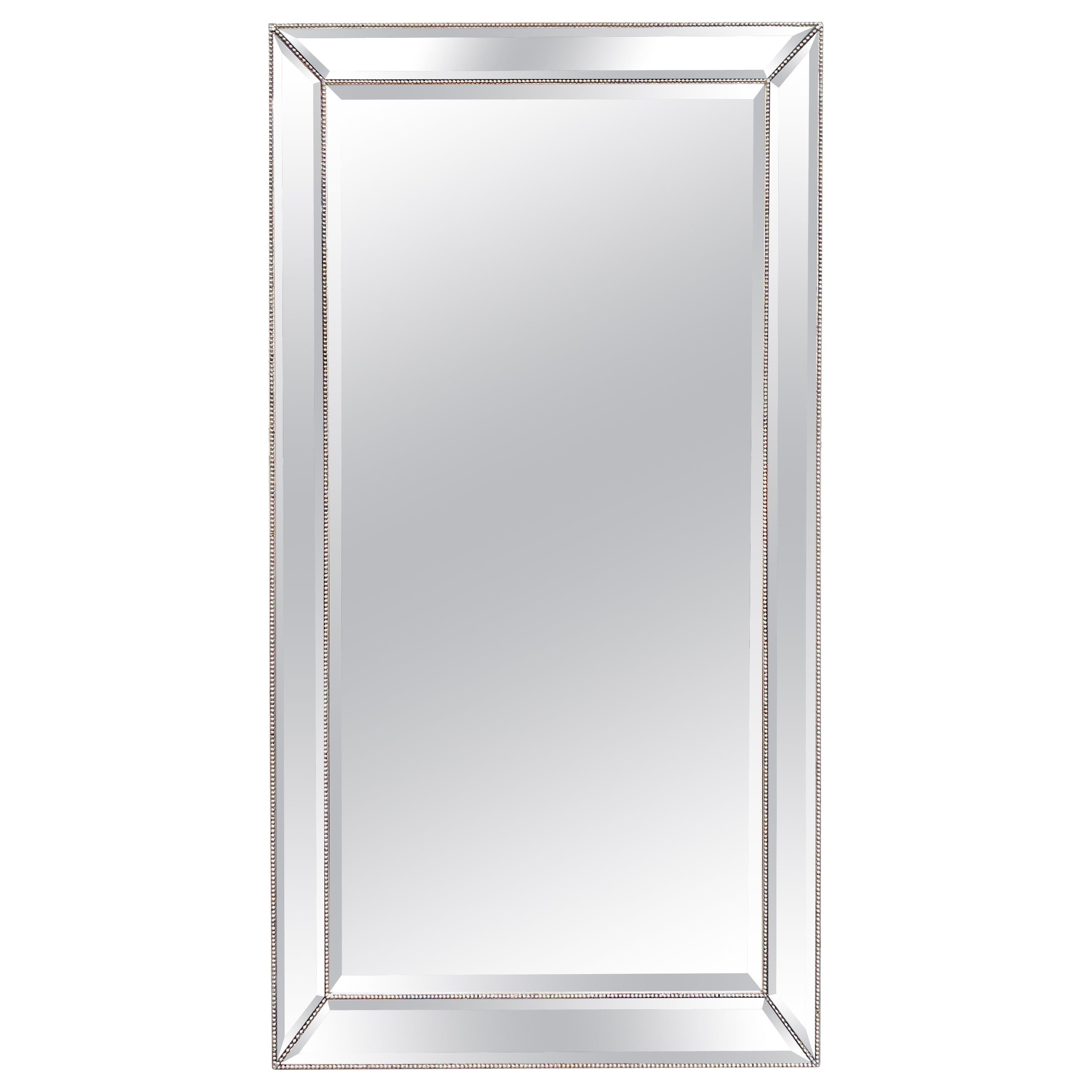Modern Chrome Beveled Glass Floor Mirror For Sale