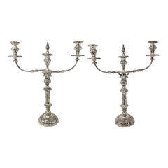Pair Used English Sheffield Silver-Plated Convertible Candelabra, Circa 1870.