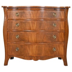 Antique Baker Furniture Georgian Flame Mahogany Serpentine Front Chest of Drawers, 1940s