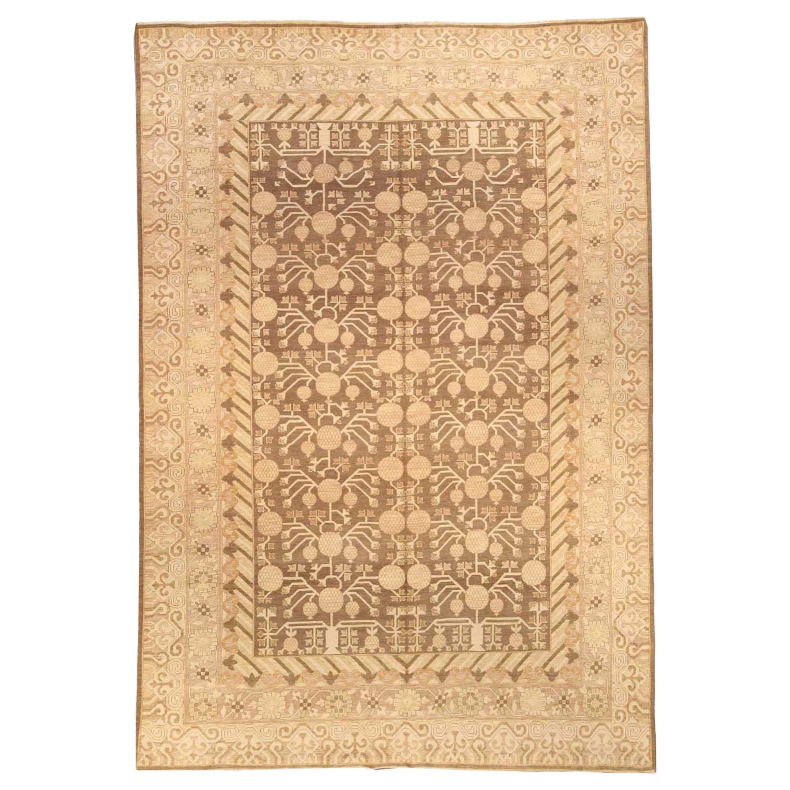 Contemporary Samarkand Beige Brown Hand Knotted Wool Rug by Doris Leslie Blau For Sale