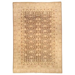 Zeitgenössischer Samarkand Beige Brown Handgeknüpfter Wollteppich von Doris Leslie Blau