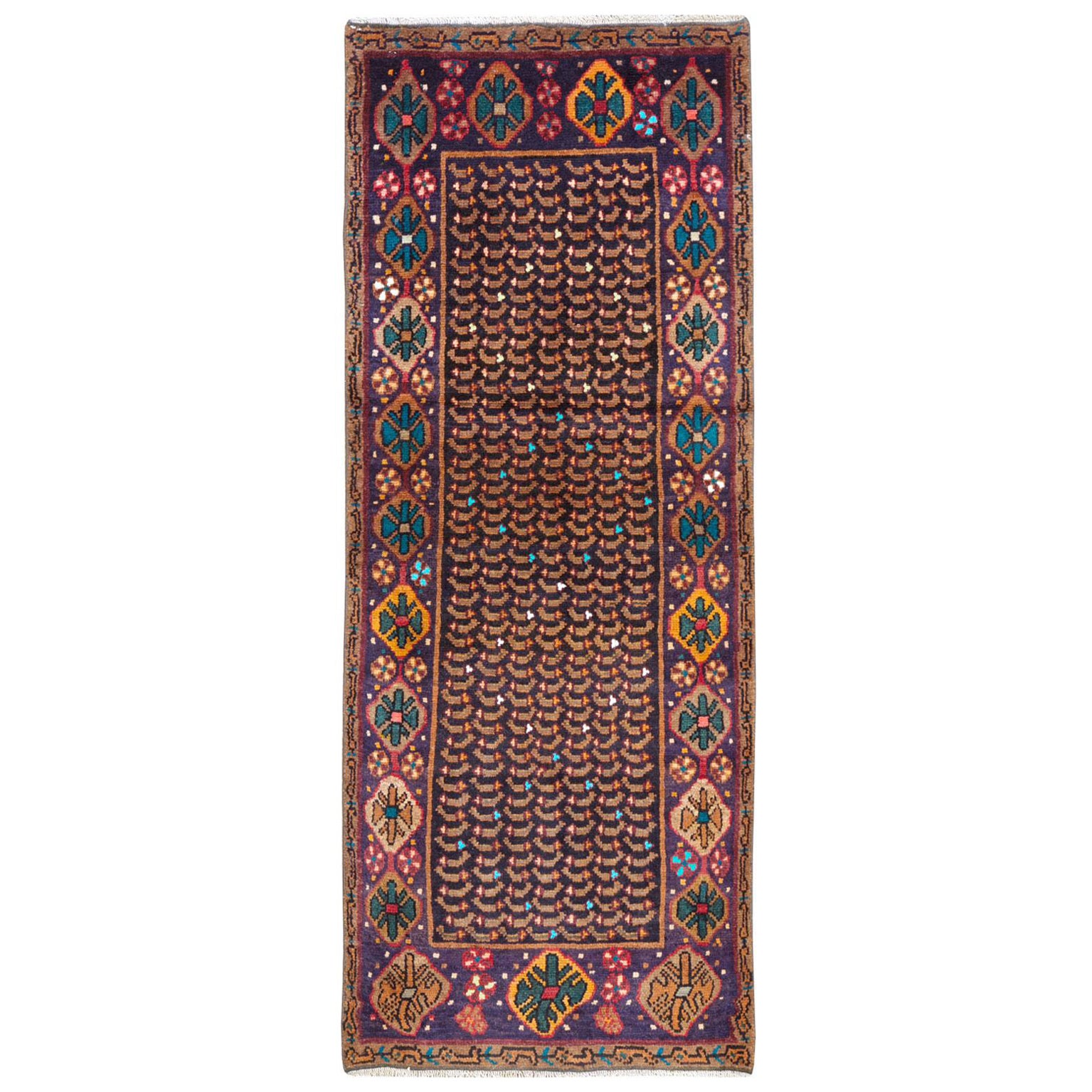 Mid-20th Century Handmade Persian Baluch Throw Rug For Sale