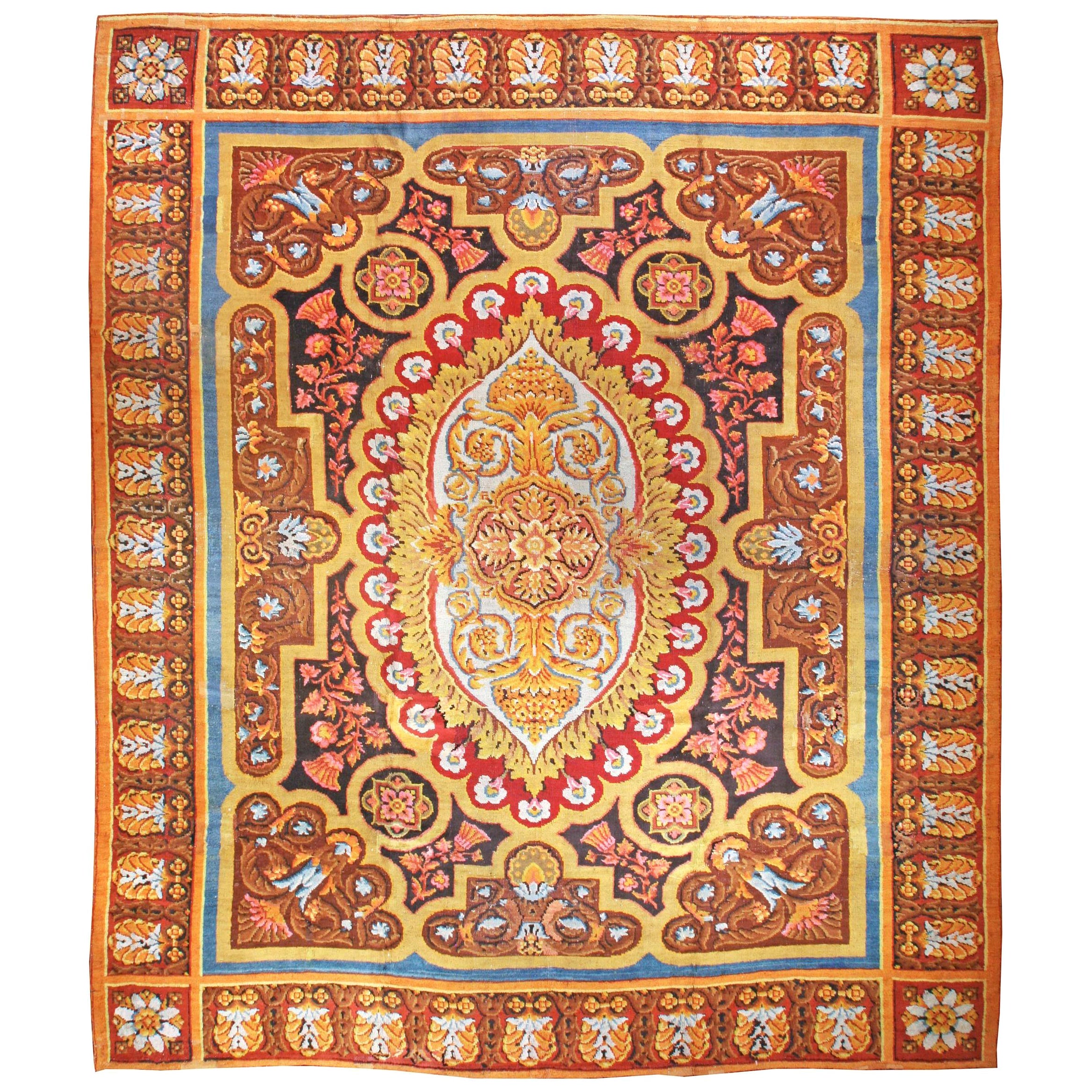 Tapis ancien Axminster Botanic fait à la main Doris Leslie Blau
