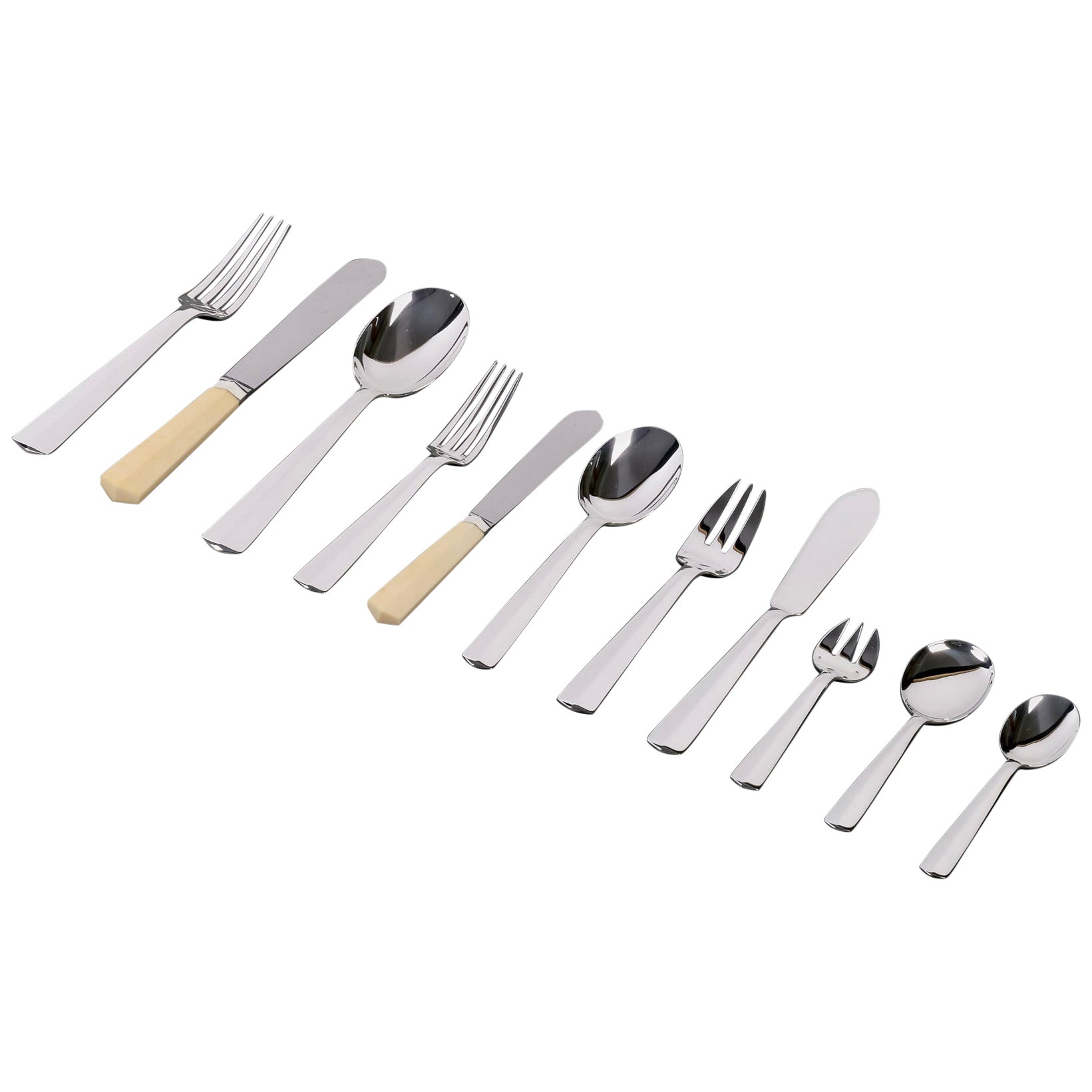 Jean Tetard - Art Deco Cutlery Flatware Set Nice Sterling Silver 152 Pieces For Sale