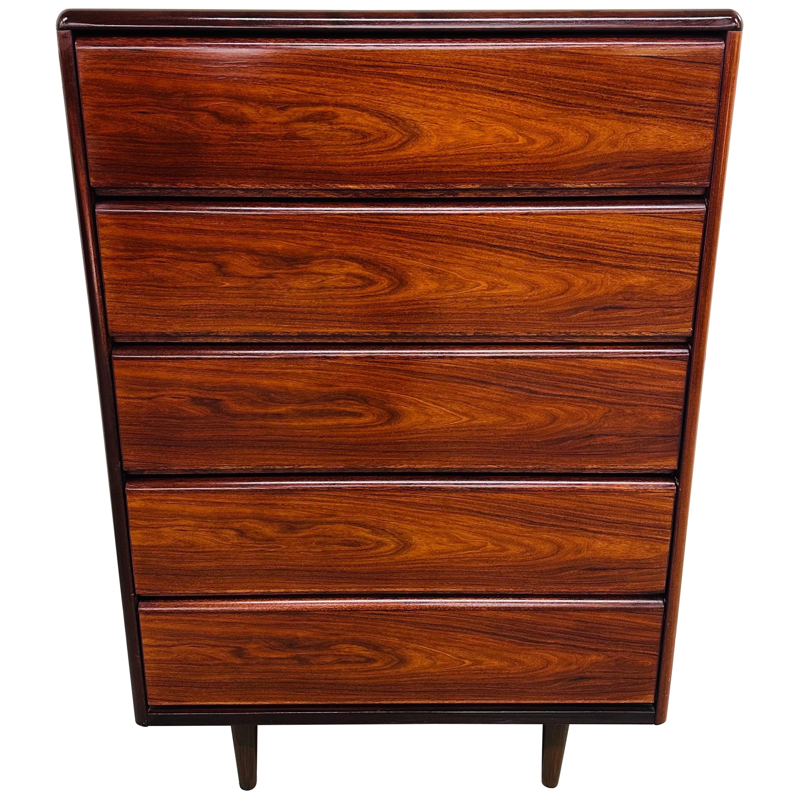 Vintage Danish Modern Rosewood High Chest For Sale