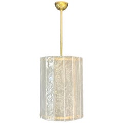Bespoke Modern Art Deco Italian White Murano Glass Brass Lantern / Kronleuchter