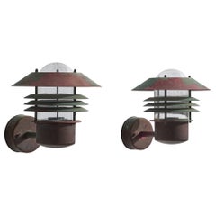 Swedish Designer, Wall Lights, Copper, Glass, Sweden, 1970s