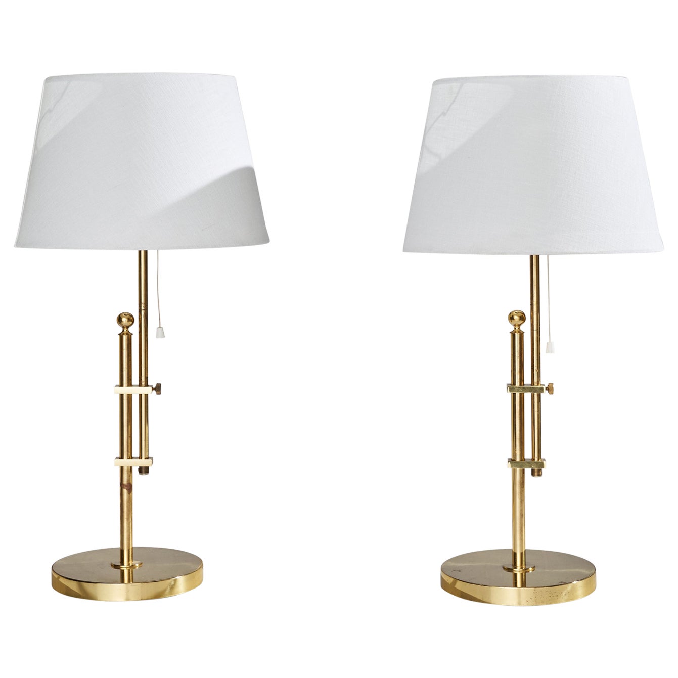 Bergboms, Table Lamps, Brass, Sweden, 1980s
