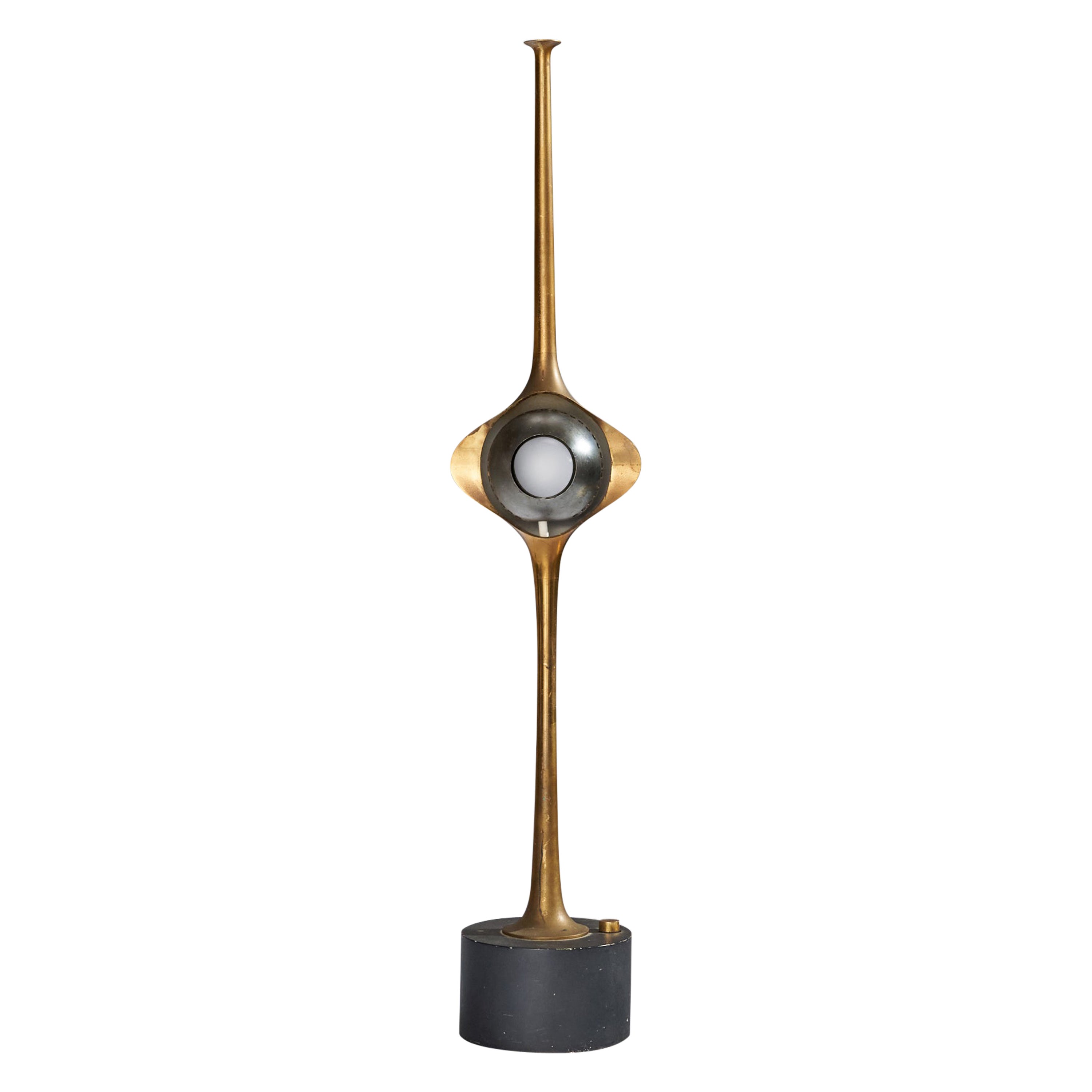 Angelo Lelii, "Cobra" Table Lamp, Brass, Metal, Italy, 1962 For Sale