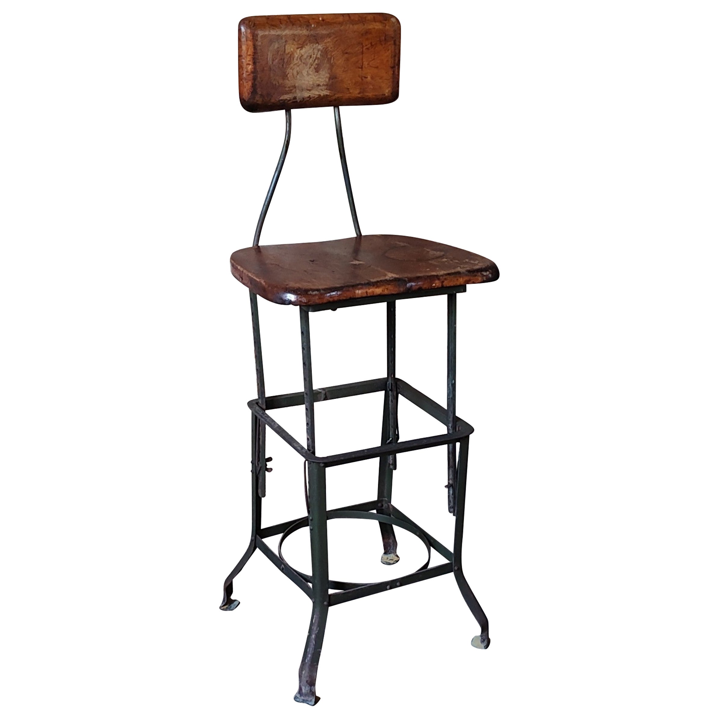 Vintage Industrial Koenig Stool For Sale