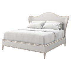 Transitional Style Upholstered Queen Bed in Silver