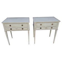 Used Pair of Swedish Gustavian Style Painted Side Tables Bedside