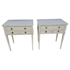 Pair of Swedish Gustavian Style Painted Side Tables Bedside