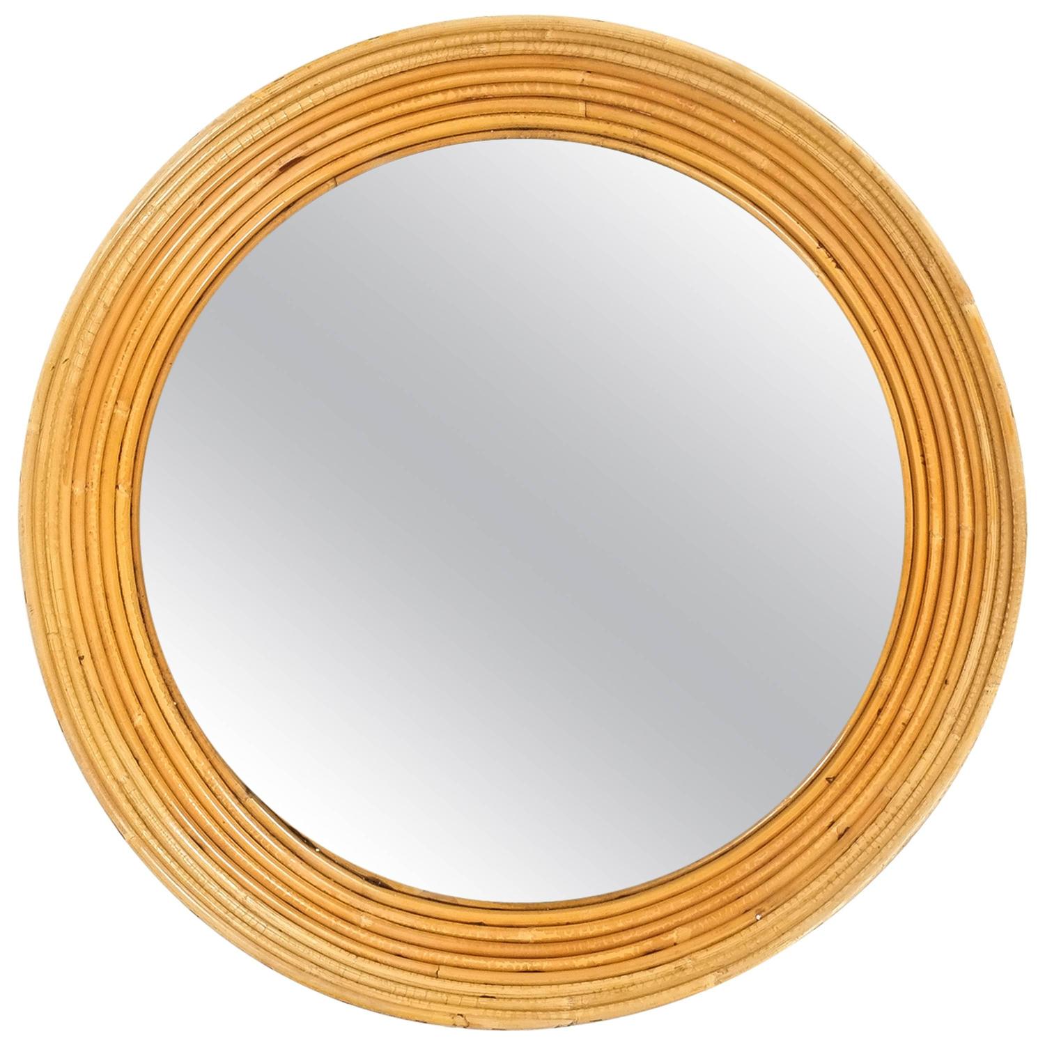 Round Wicker Mirror France, circa 1960 For Sale at 1stdibs