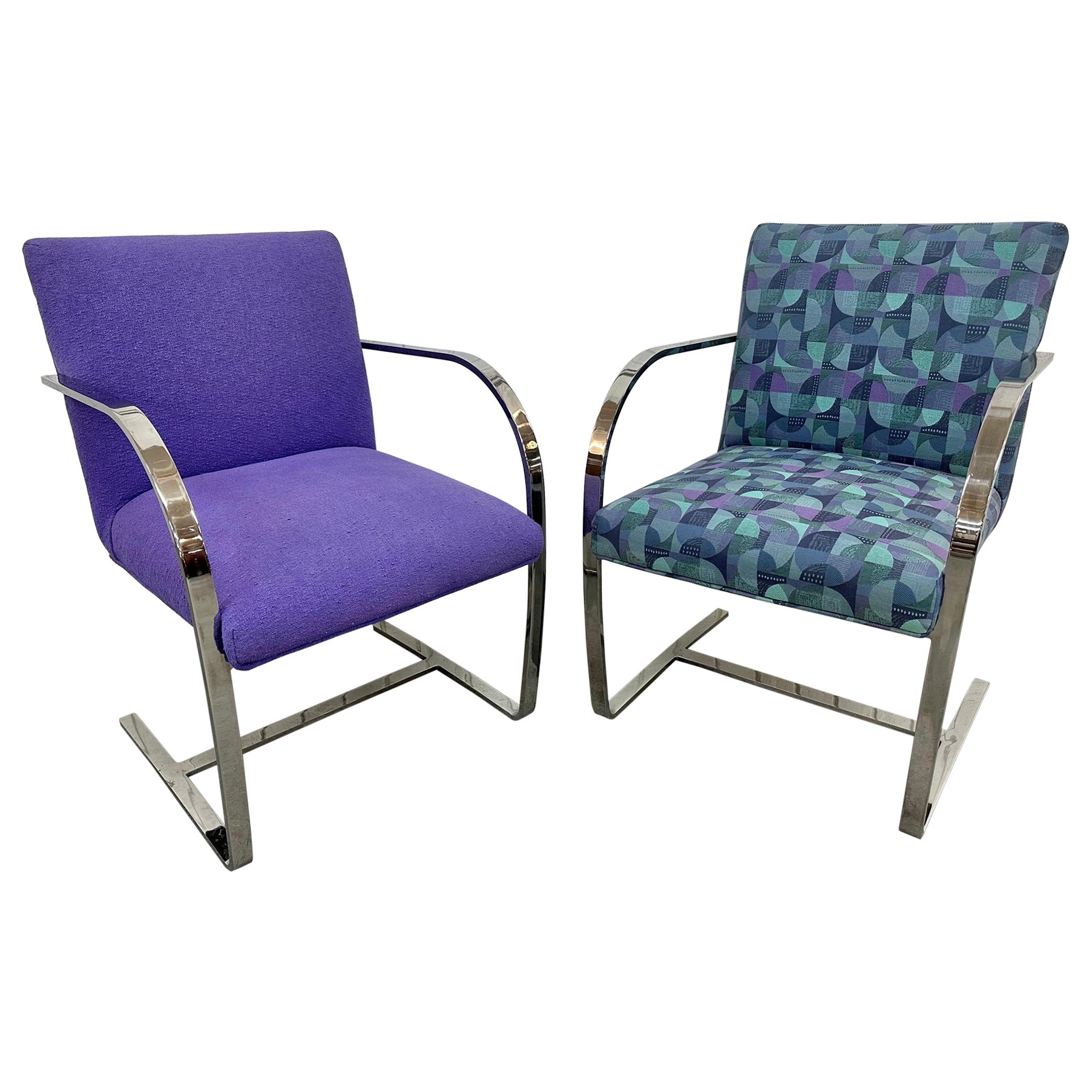 Vintage Modern Bruno Chrome Arm Chairs - Set of 2