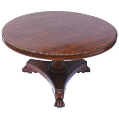 Antique English Regency Round Rosewood Center Pedestal Table