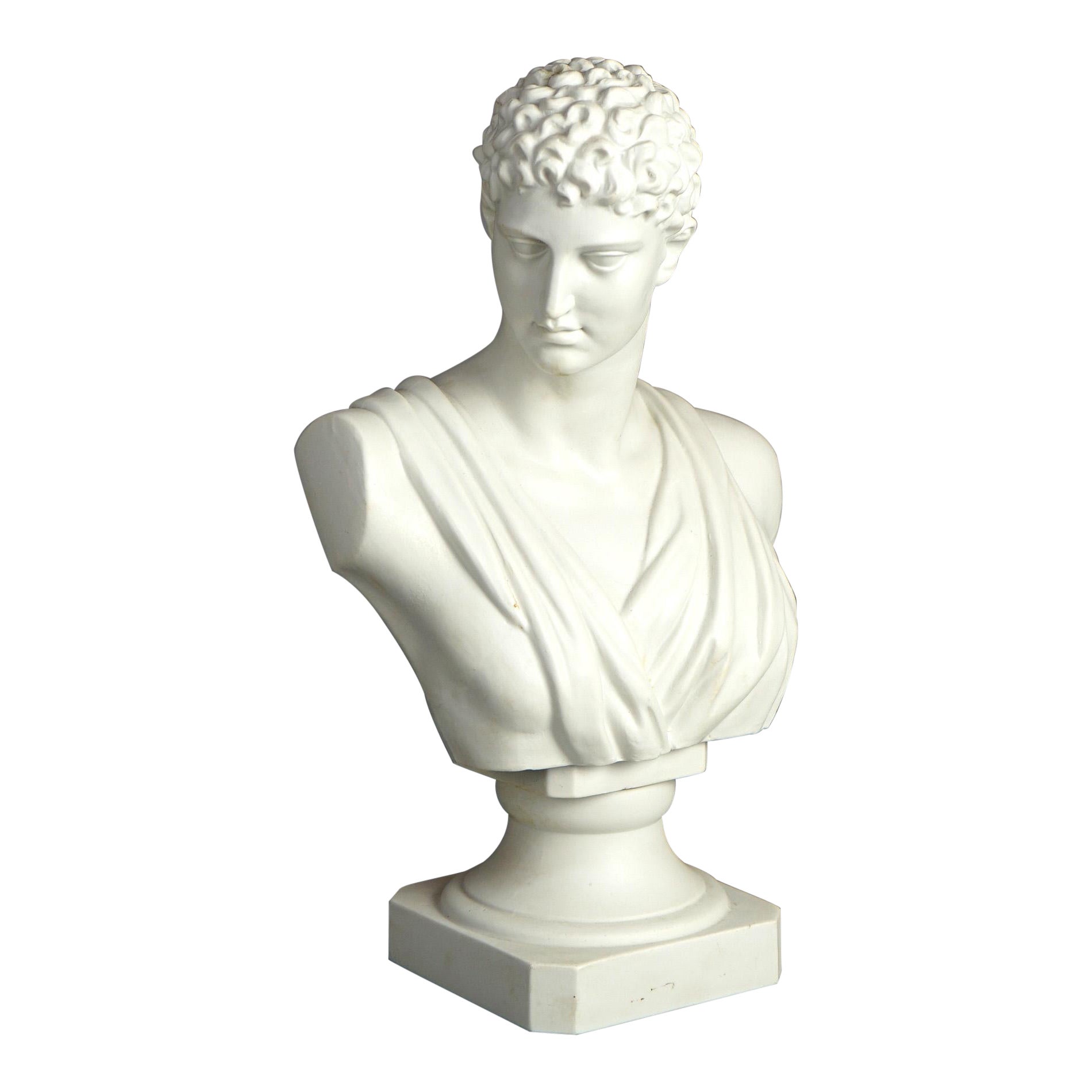 Antique French Neoclassical Parian Porcelain Bust of Michaelangelo's David C1900 For Sale