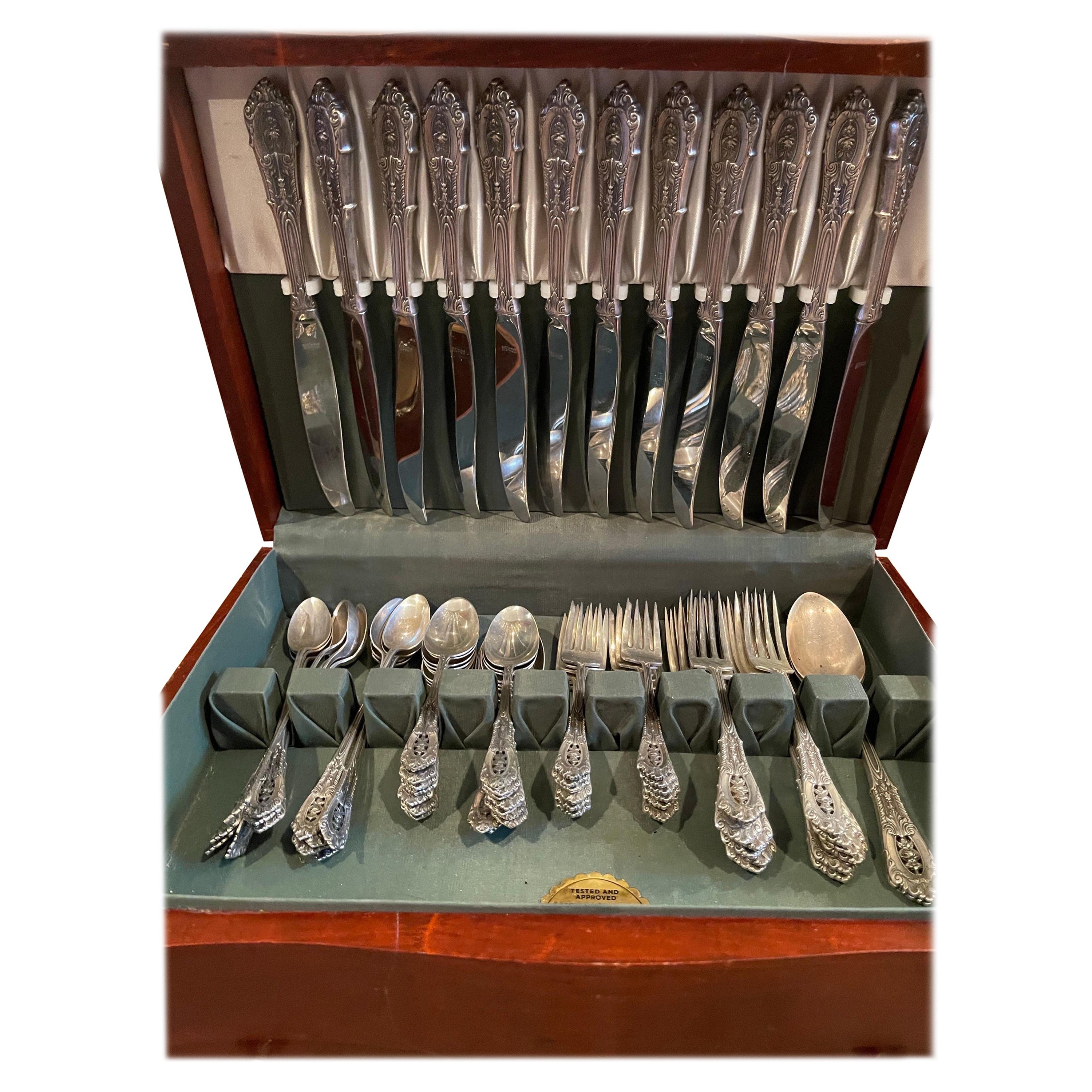Rose Point by Wallace Sterling Silver Flatware Set