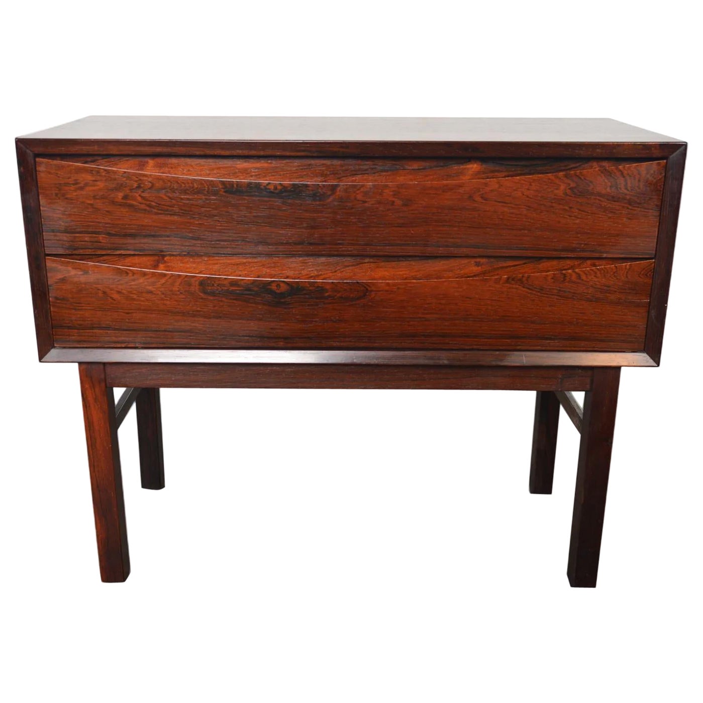 Danish Modern Two Drawer Rosewood Hallway Chest For Sale
