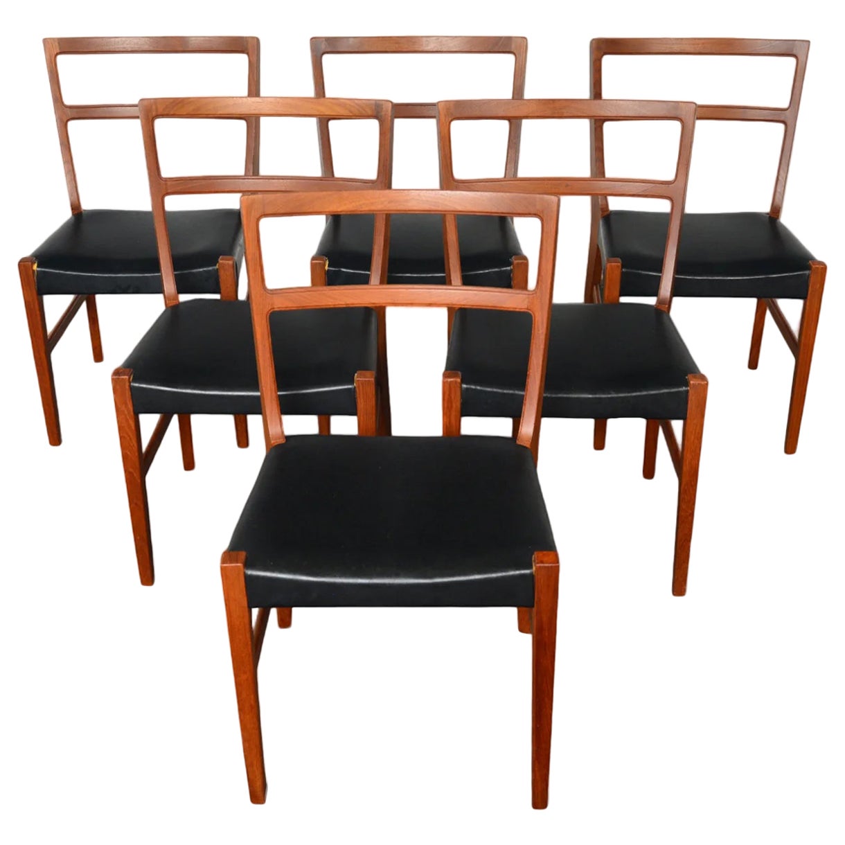 Ensemble de six chaises de salle à manger en teck de Johannes Andersen en vente