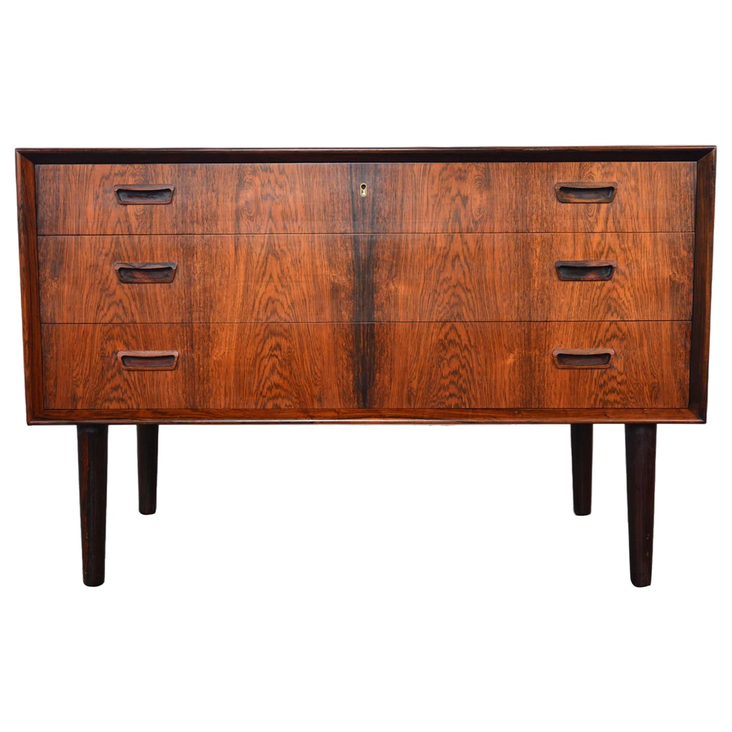 Johannes Sorth Three Drawer Rosewood Gentleman's Chest For Sale