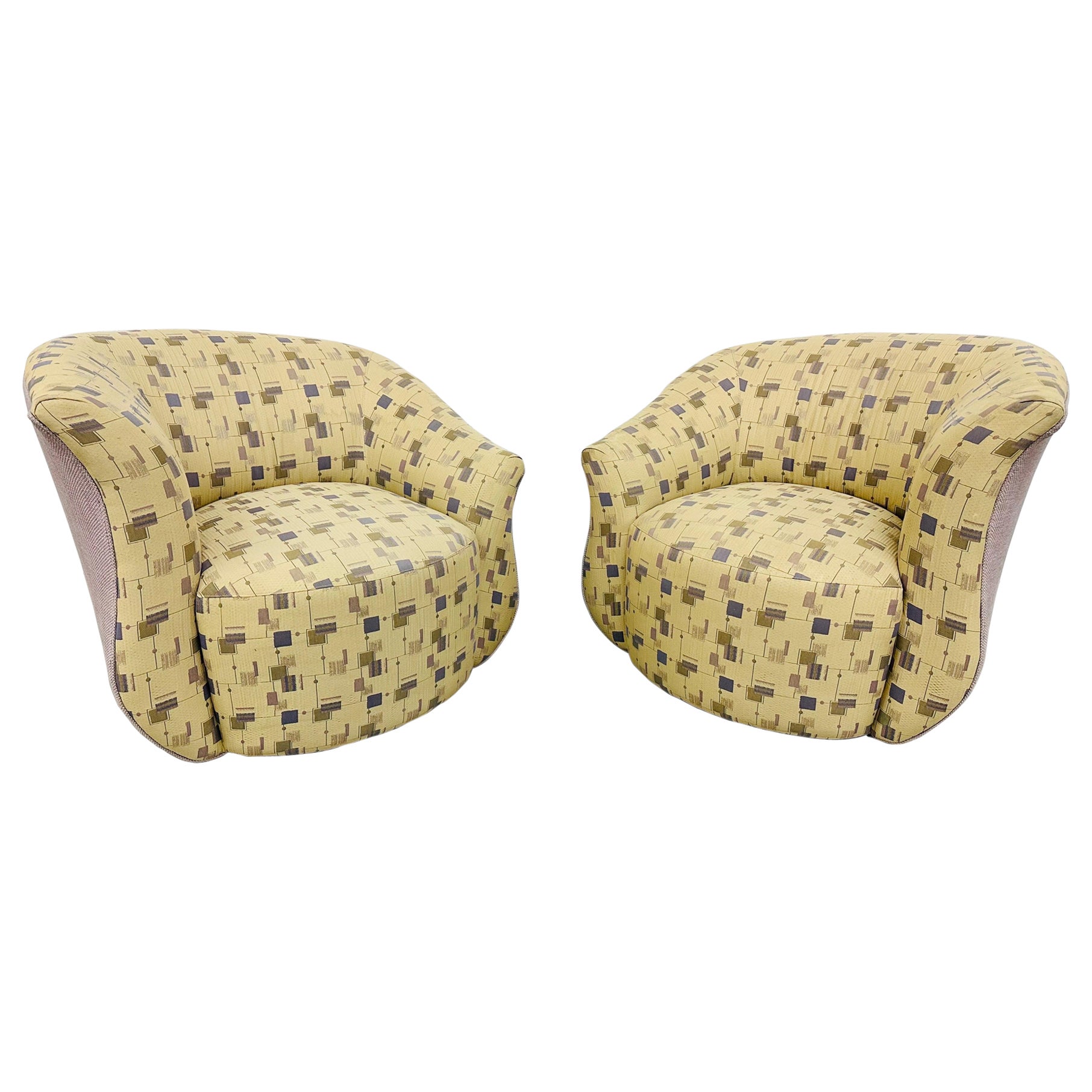Post Modern Oversized Swivel Chairs - Set of 2 For Sale