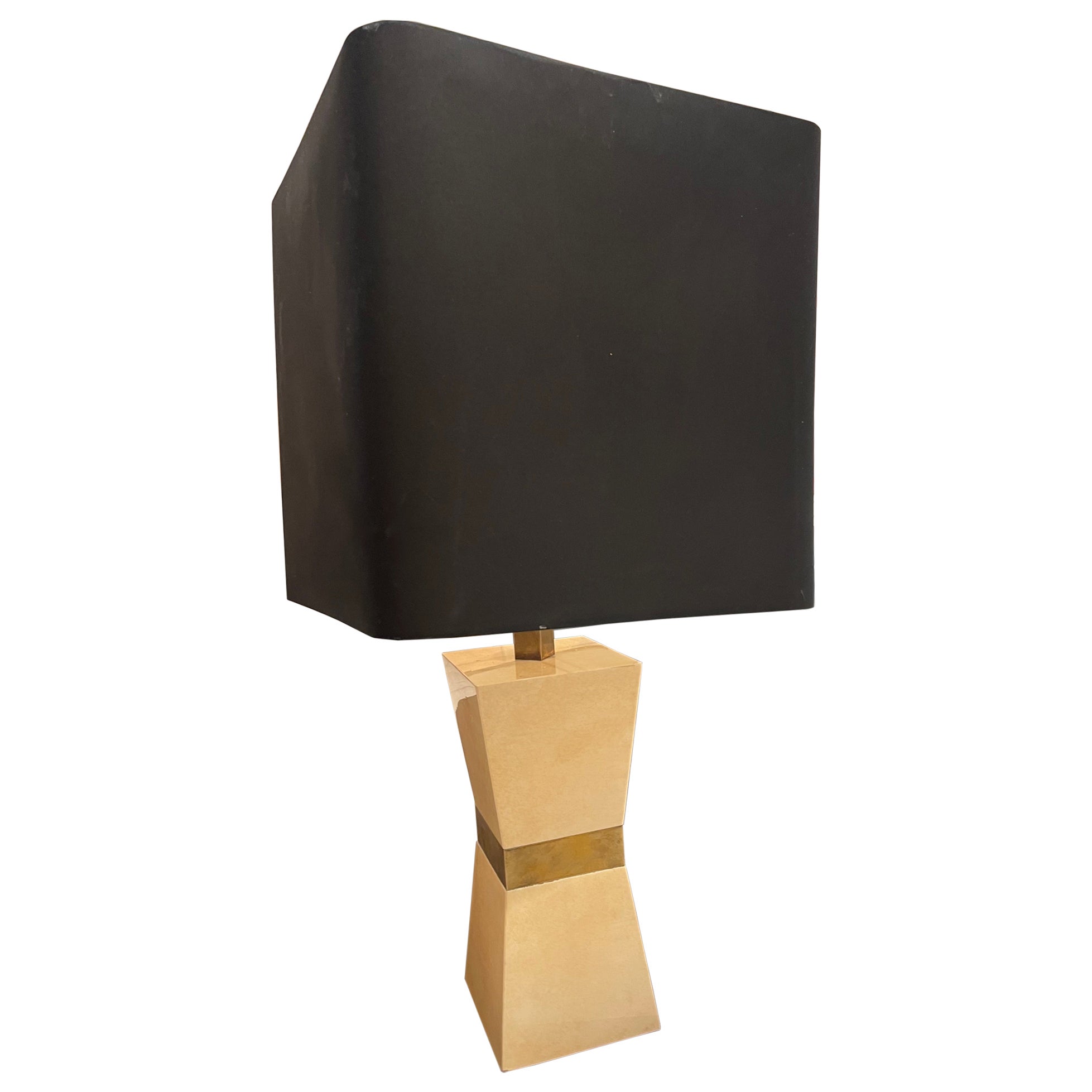 Goatskin Covered Table Lamp Without Pedestal by Aldo Tura, Italy 1970.