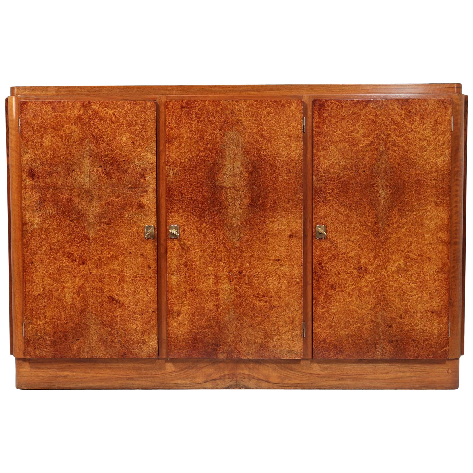 Credenza Art Deco francese in Amboyna e Noce