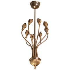 Italian Vintage Brass Tulip Chandelier