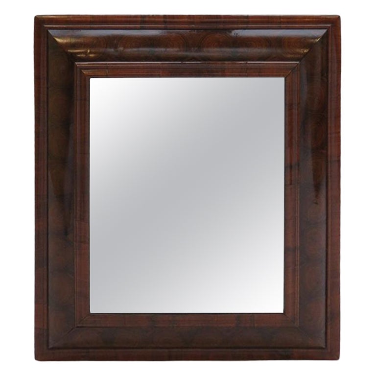 17th Century Antique William and Mary Olive Wood Oyster Cushion Mirror For Sale
