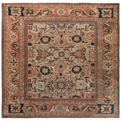 19th Century Persian Sultanabad Handwoven Wool Rug