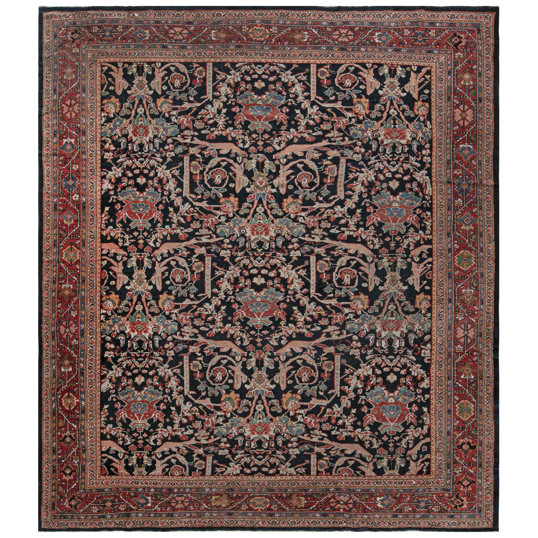 Antique Persian Sultanabad Handmade Wool Rug For Sale