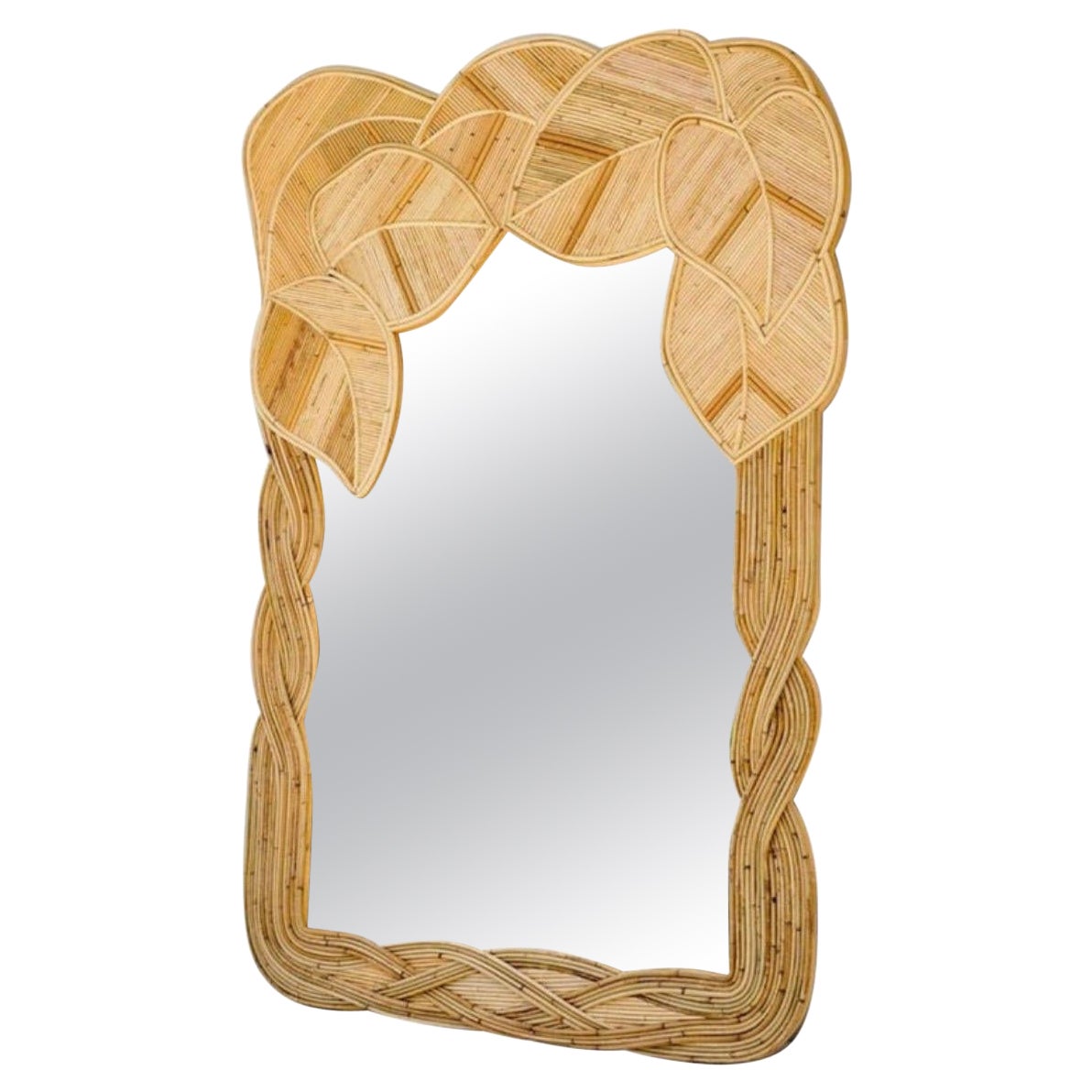 Large rattan « foliages » mirror  For Sale