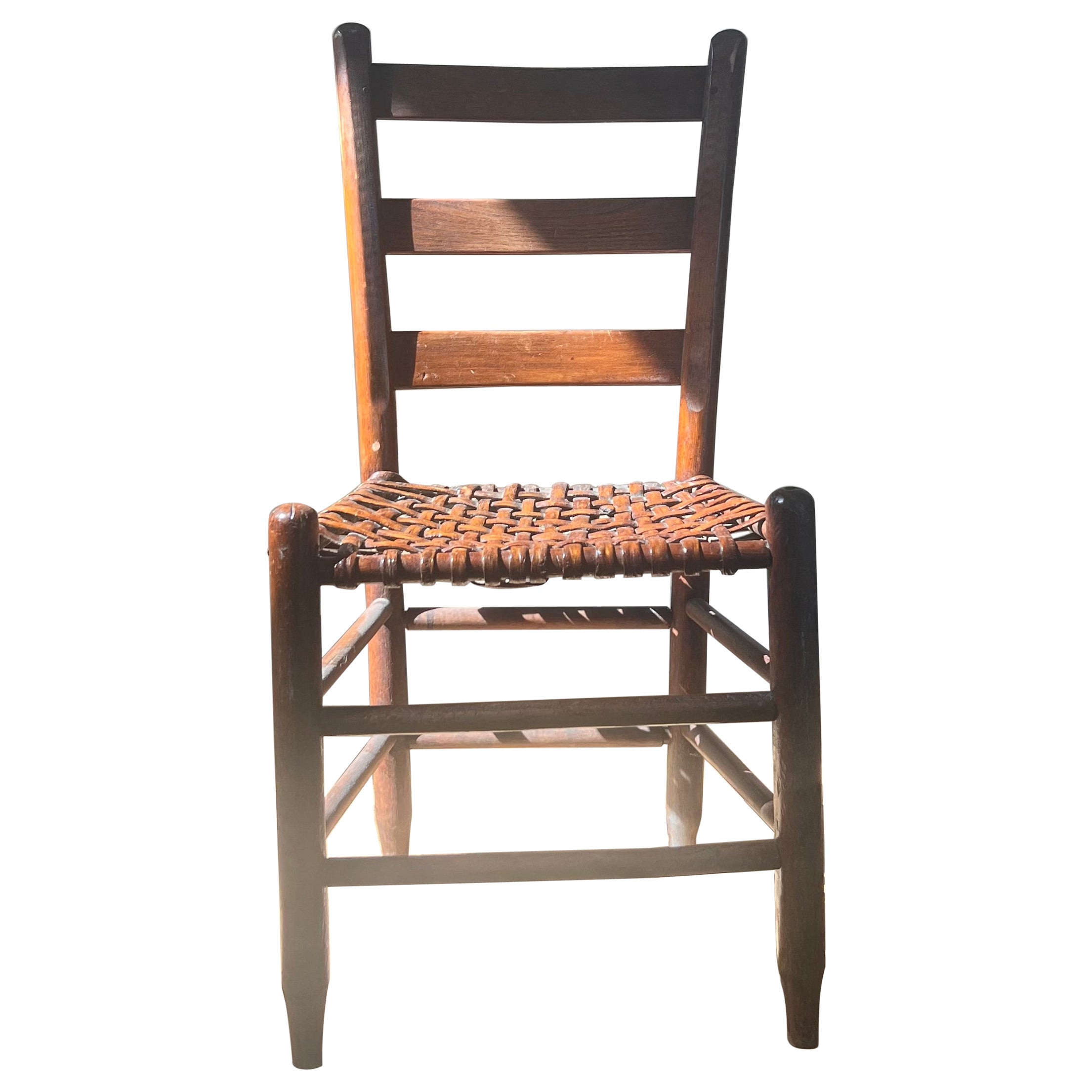 Antique braided wooden side chair, early 20th century  For Sale