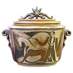 Urne Art Déco unique recouverte d'une urne avec ringmaster et cheval