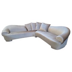 Retro Post-Modern 2pc Sectional Sofa Carson’s Styled Newly Upholstered in Velvet