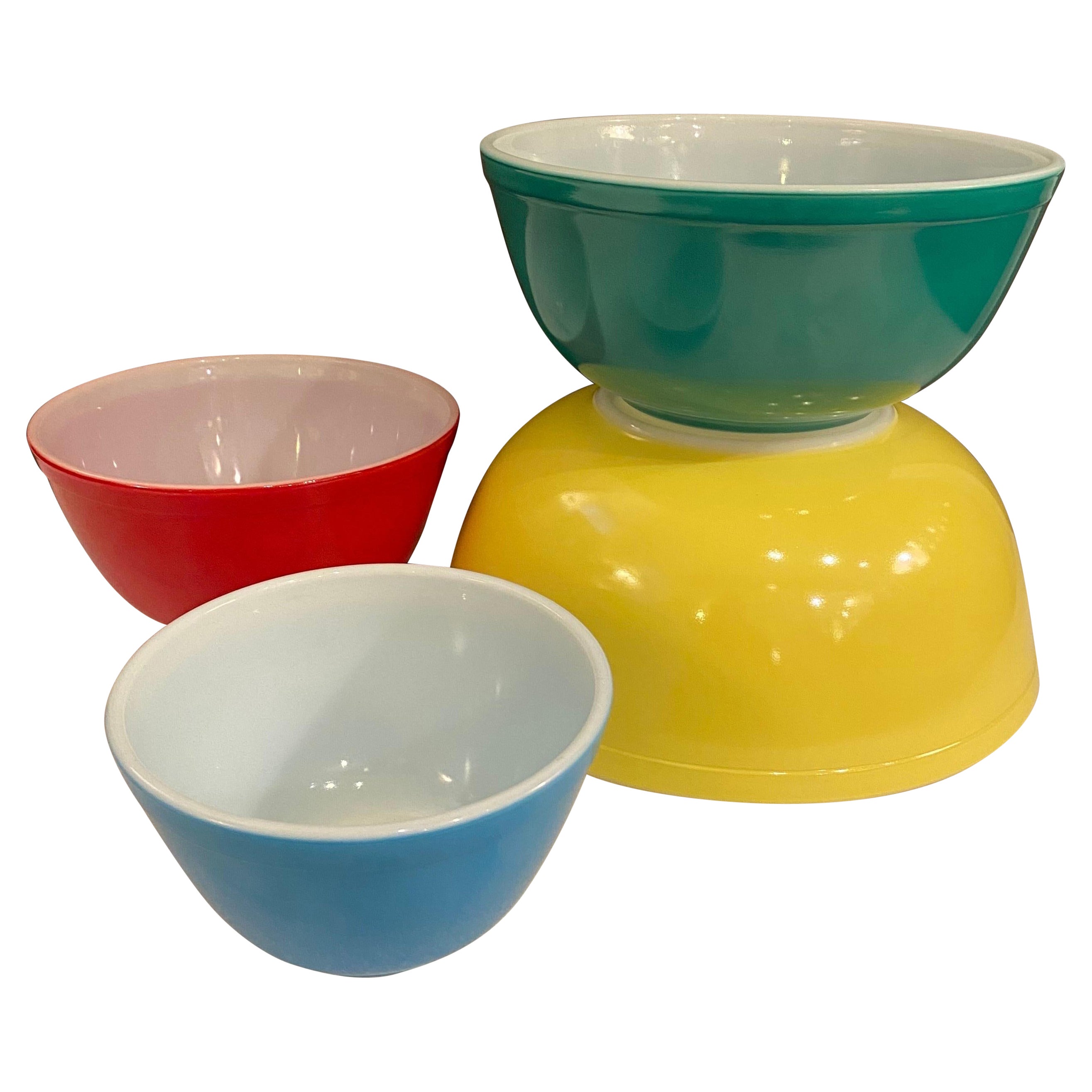 New Old Stock Pyrex Primary Color Schüssel Set im Angebot