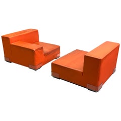 Vintage Italian Mid-Century Modern Pair of Lounge Chairs by Piero Lissoni  